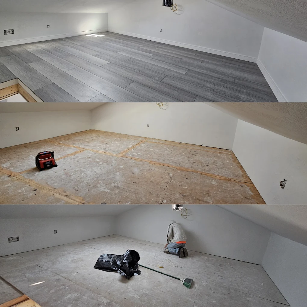 Before and after red oak hardwood floor refinishing, San Francisco Bay Area